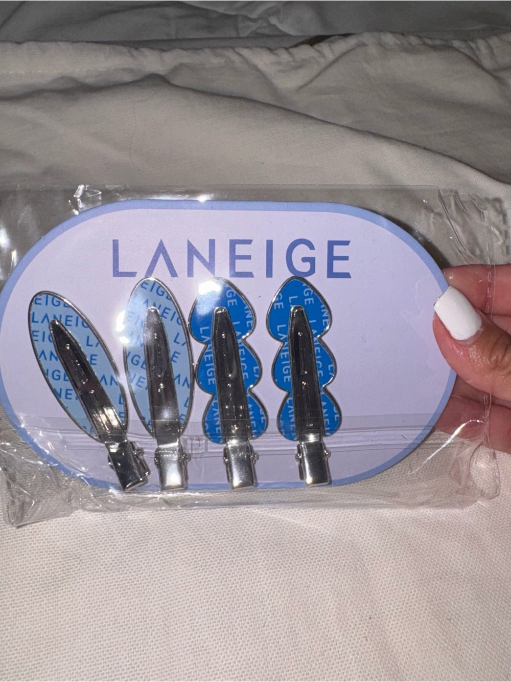 LANEIGE Light Blue and Silver Makeup Hair Clips - Pack of 5
